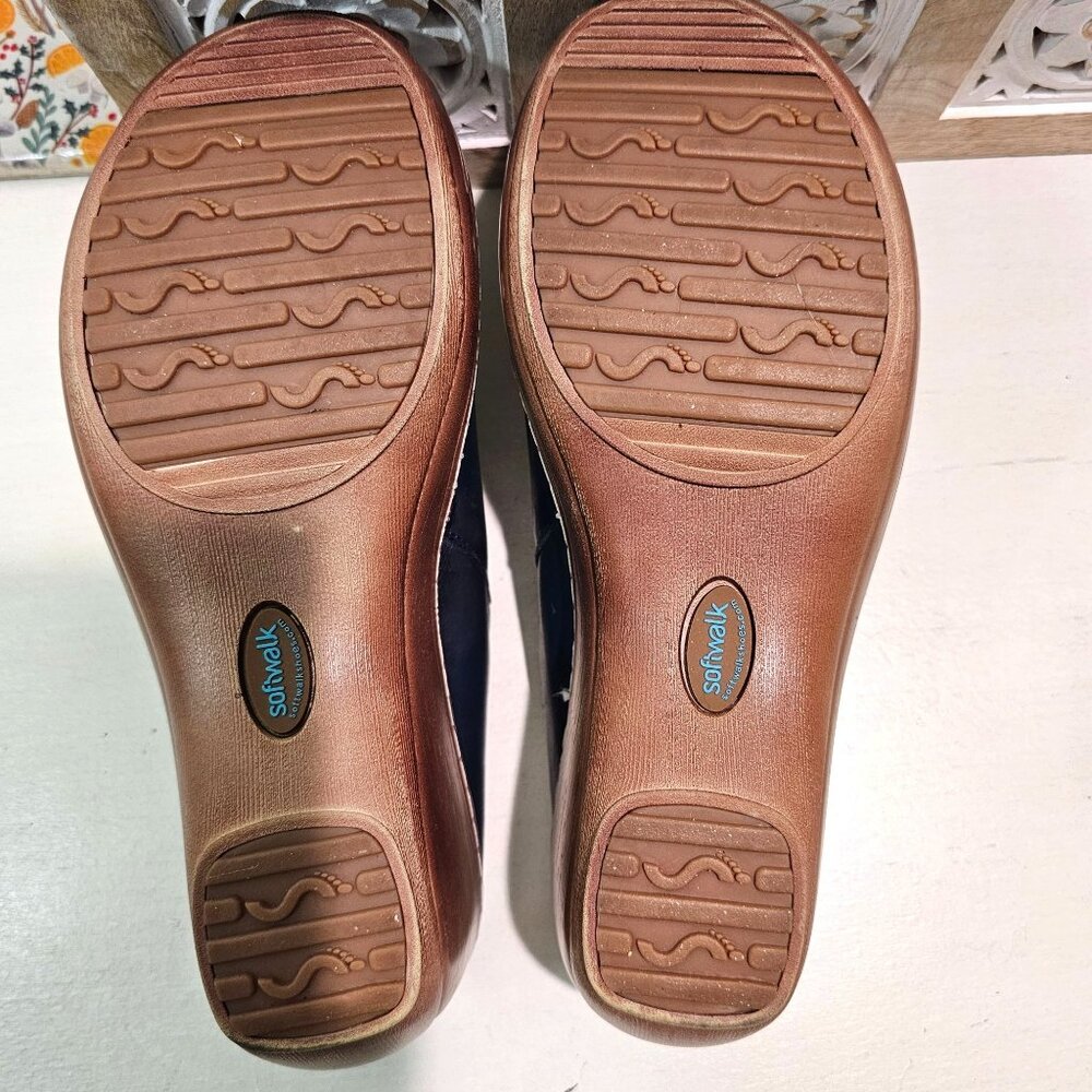 Softwalk Womens Sz 9.5N Navy Madison Leather Platform Clog Padded Comfort Shoes - Picture 6 of 12